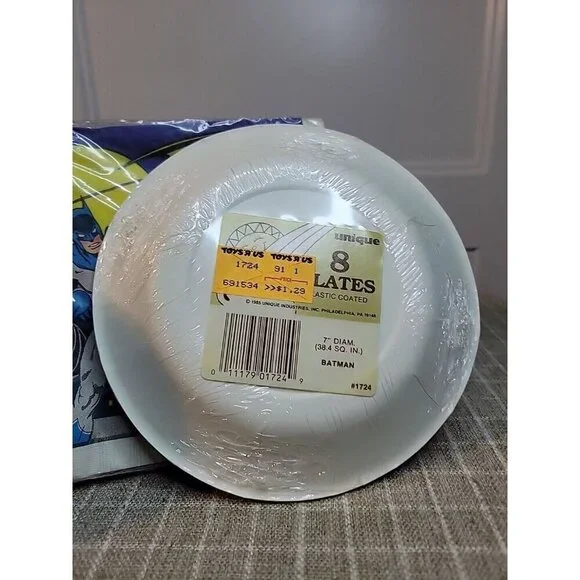 Rare Vintage 1989 BATMAN DC Comics Birthday Plates Sealed FULL SET! Cups & Napki - Picture 5 of 6